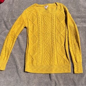 Mossimo Supply Co Yellow Crew Neck Cable Knit Sweater